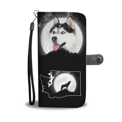 Siberian Husky Print Wallet CaseWA State