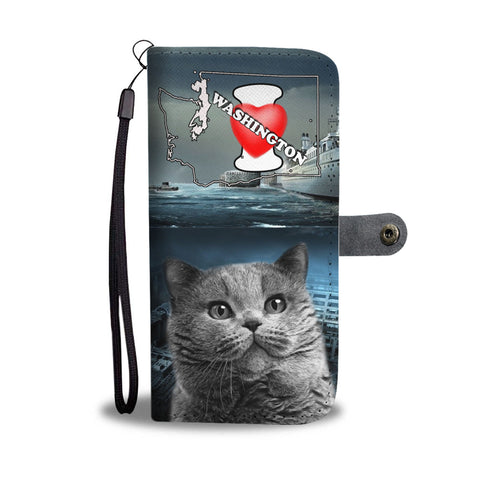 British Shorthair Cat Print Wallet CaseWA State