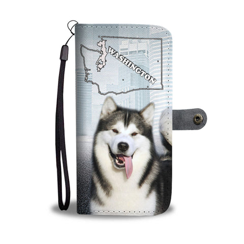 Alaskan Malamute Print Wallet CaseWA State