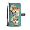 Akita Dog Print Wallet CaseWI State