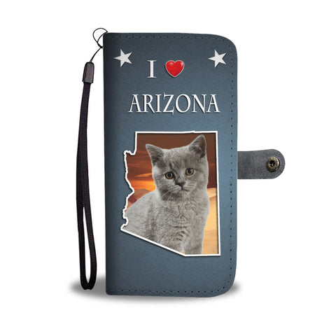 British Shorthair Cat Print Wallet CaseAZ State