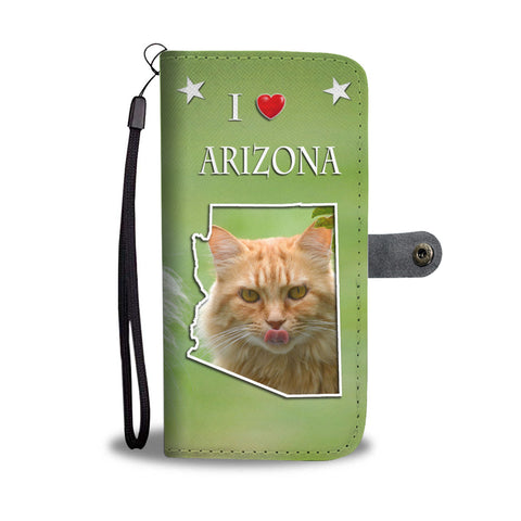 Cute Maine Coon Cat Print Wallet CaseAZ State