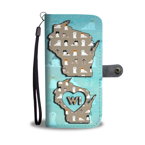 Pekingese Dog Pattern Print Wallet CaseWI State