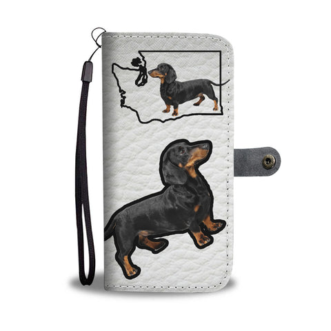 Dachshund Dog Print Wallet CaseWA State