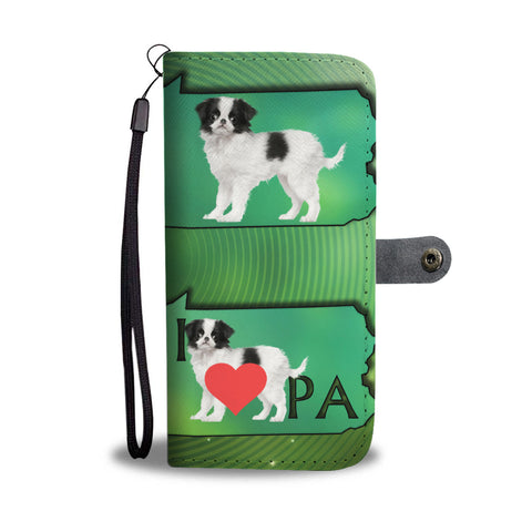 Cute Japanese Chin Pattern Print Wallet CasePA State