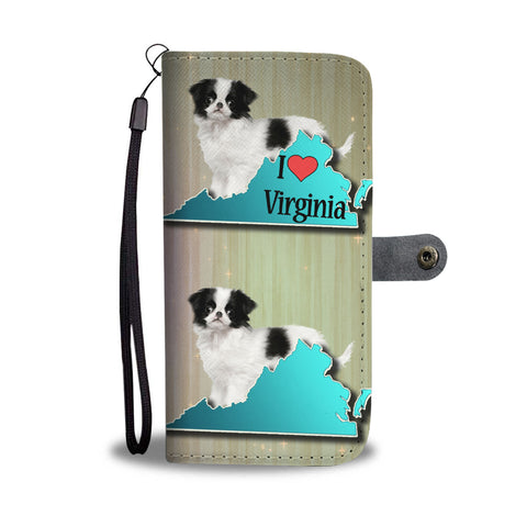 Cute Japanese Chin Dog Print Wallet CaseVA State