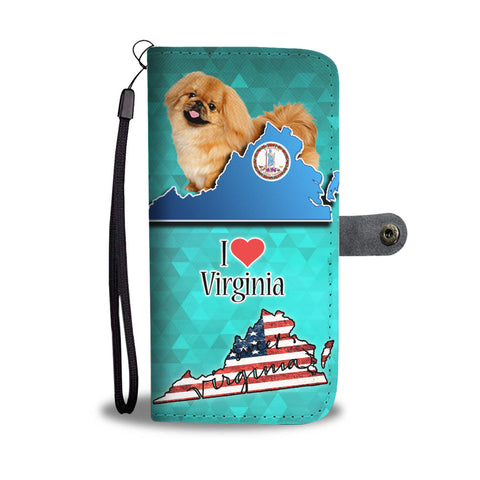 Pekingese Dog Print Wallet CaseVA State