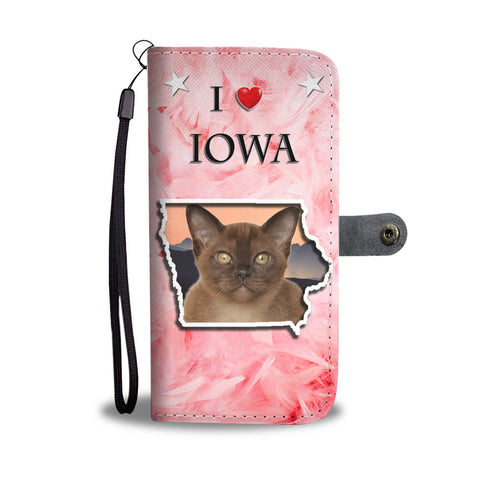 Lovely Burmese Cat Print Wallet CaseIA State