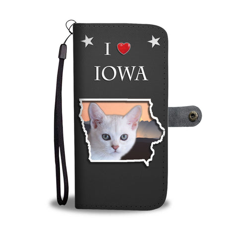 Burmilla Cat On Black Print Wallet CaseIA State