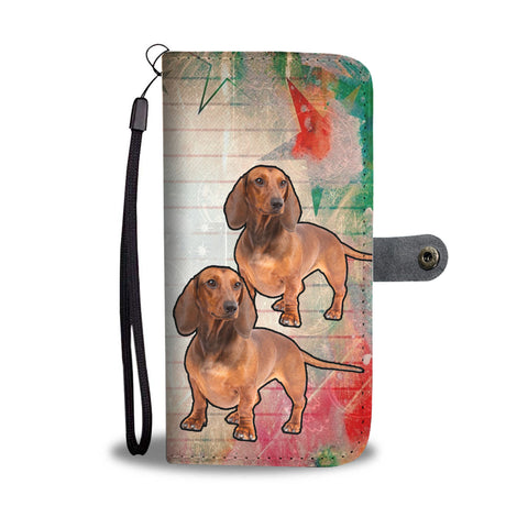 Cute Dachshund Dog Christmas Print Wallet Case