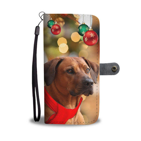 Rhodesian Ridgeback Dog On Christmas Print Wallet Case