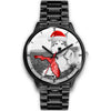 Alaskan Malamute On Christmas Print Wrist WatchFL State