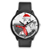 Alaskan Malamute On Christmas Print Wrist WatchFL State