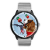 Cavalier King Charles Spaniel On Christmas Print Wrist WatchFL State