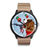 Cavalier King Charles Spaniel On Christmas Print Wrist WatchFL State