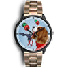 Cavalier King Charles Spaniel On Christmas Print Wrist WatchFL State