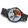 Cavalier King Charles Spaniel On Christmas Print Wrist WatchFL State