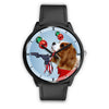 Cavalier King Charles Spaniel On Christmas Print Wrist WatchFL State