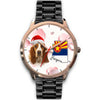 Basset Hound On Christmas Arizona Golden Wrist Watch