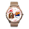 Basset Hound On Christmas Arizona Golden Wrist Watch