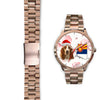 Basset Hound On Christmas Arizona Golden Wrist Watch