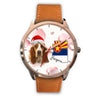 Basset Hound On Christmas Arizona Golden Wrist Watch