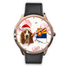 Basset Hound On Christmas Arizona Golden Wrist Watch