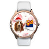 Basset Hound On Christmas Arizona Golden Wrist Watch
