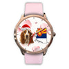 Basset Hound On Christmas Arizona Golden Wrist Watch