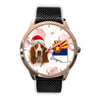 Basset Hound On Christmas Arizona Golden Wrist Watch