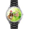 Cute Basset Hound On Christmas Alabama Silver Wrist Watch