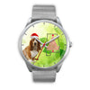 Cute Basset Hound On Christmas Alabama Silver Wrist Watch
