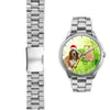 Cute Basset Hound On Christmas Alabama Silver Wrist Watch