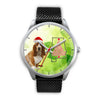 Cute Basset Hound On Christmas Alabama Silver Wrist Watch