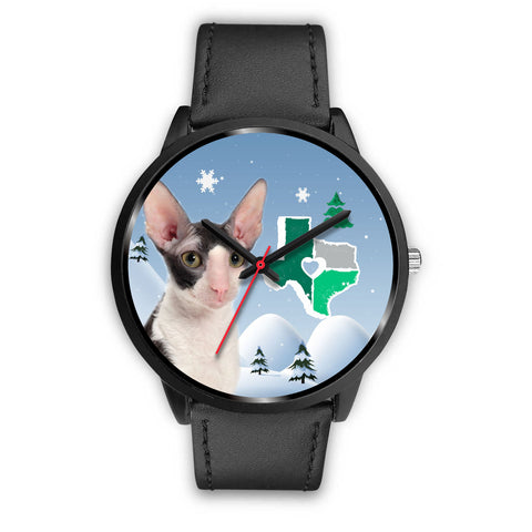 Cornish Rex Cat Texas Christmas Special Wrist Watch