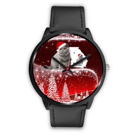 British Shorthair Cat Georgia Christmas Special Wrist Watch