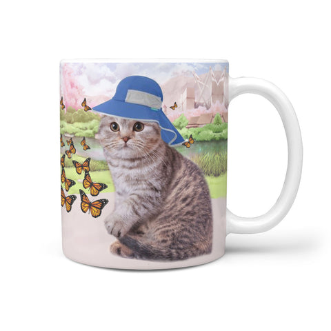 Cute Scottish Fold Cat Print 360 White Mug