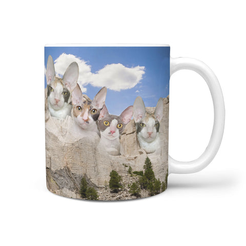 Cute Cornish Rex Mount Rushmore Print 360 White Mug