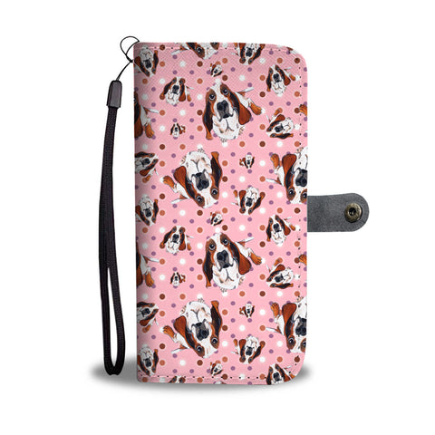 Basset Hound Dog Pattern Print Wallet Case