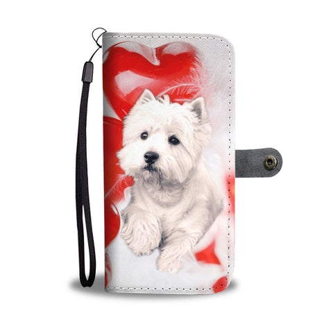 West Highland White Terrier On Red Print Wallet Case