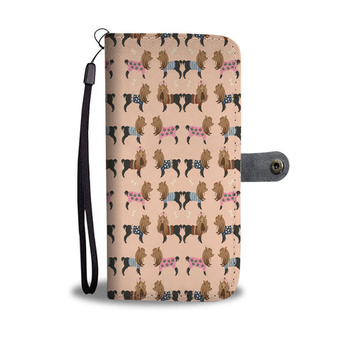 Cute Yorkie Pattern Print Wallet Case