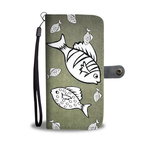 White Fish Print Wallet Case