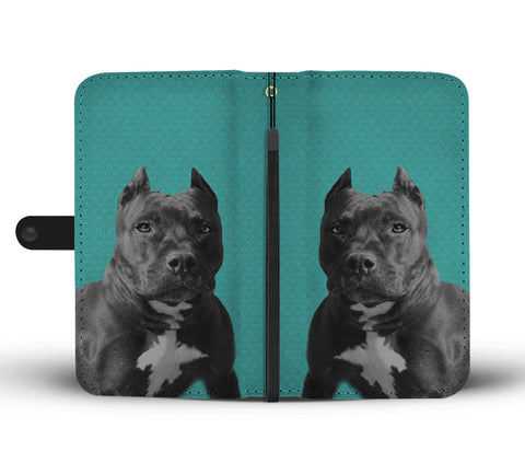 Black Pitbull Dog Print Wallet Case