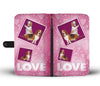 Basset Hound Dog with Love Print Wallet Case