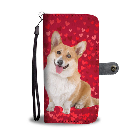 Cardigan Welsh Corgi Dog On Hearts Print Wallet Case