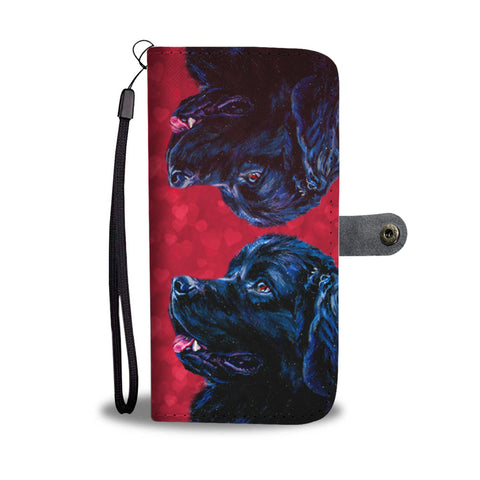 Newfoundland Dog On Red Print Wallet Case
