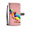 Gouldian Finch Bird On Hearts Print Wallet Case