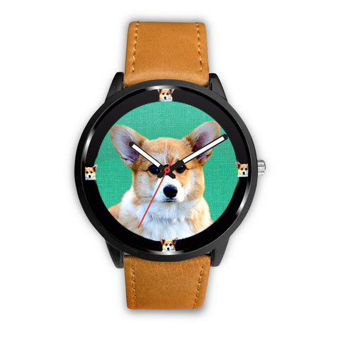 Pembroke Welsh Corgi Dog On Lite Green Print Wrist watch