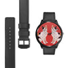 Japanese Bobtail Cat Print On Red Wall Wrist Watch