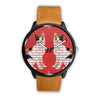 Japanese Bobtail Cat Print On Red Wall Wrist Watch
